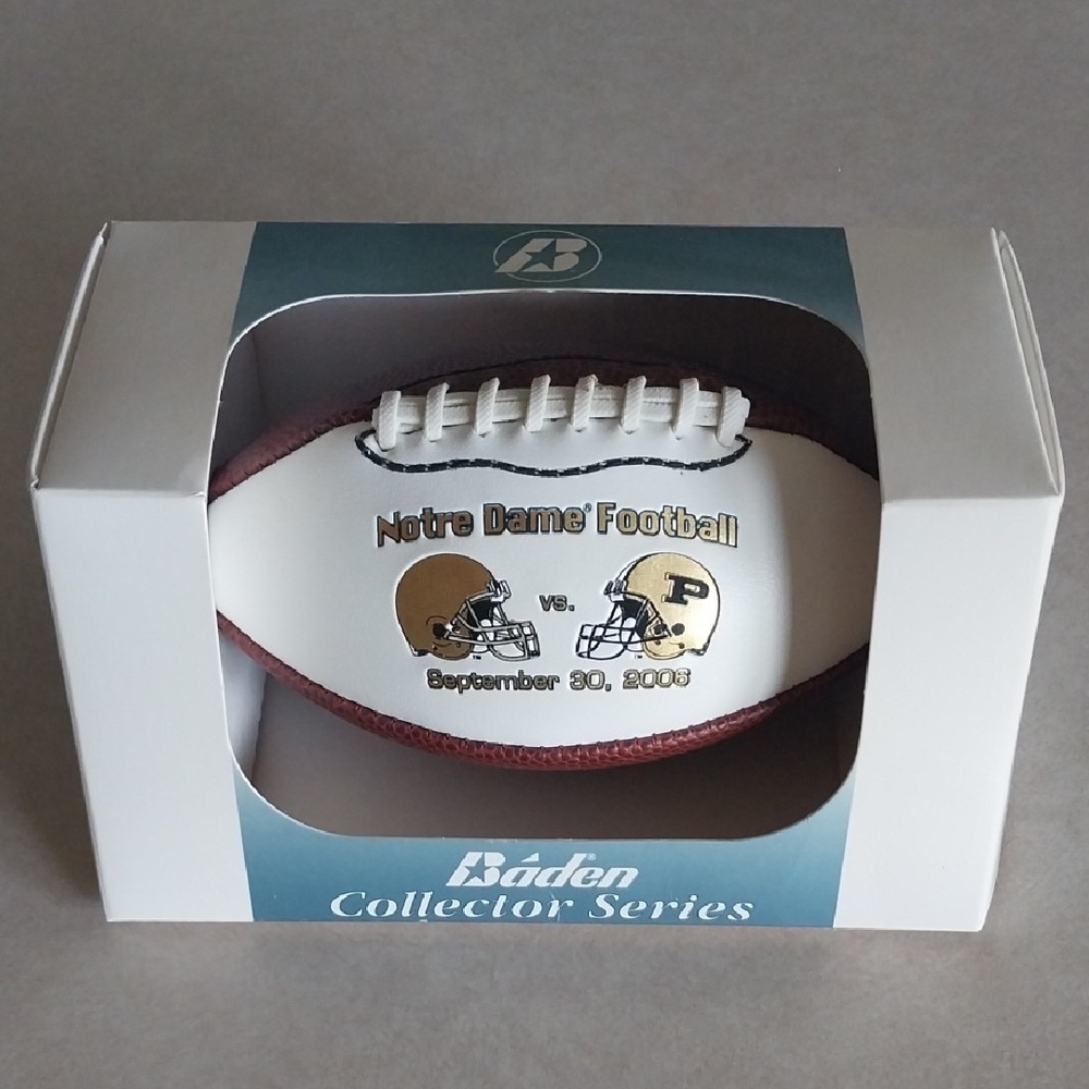 NIB Baden Notre Dame vs Purdue Collector's Mini Football September 30, 2006